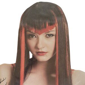 Vampire Wig Widow's Peak V Shaped Long Length Straight Black Red Costume Goth